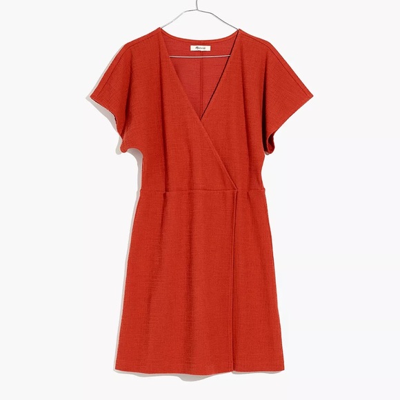 Madewell Cross-Front Flutter-Sleeve Mini Dress In Burnt Orange Sz XXS - Picture 4 of 16